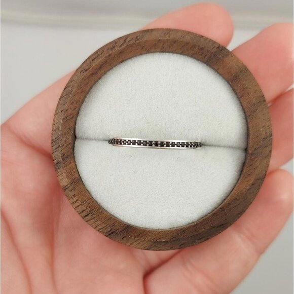 925 Sterling Silver Black CZ Band Ring - Picture 6 of 9